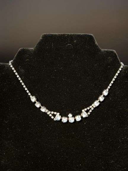 Vintage art deco light blue rhinestone choker image