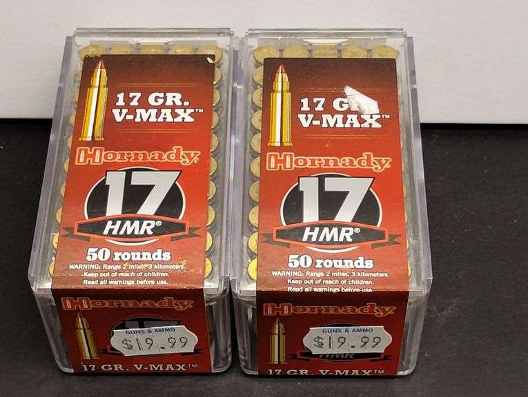 Two 50 Round Boxes Hornady 17 HMR V-Max 17 Grain image