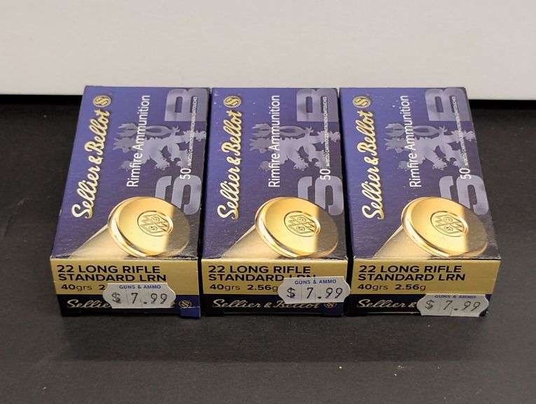 Three 50 Cartridge Boxes Sellier & Bellot 22 LR Rimfire 40gr image