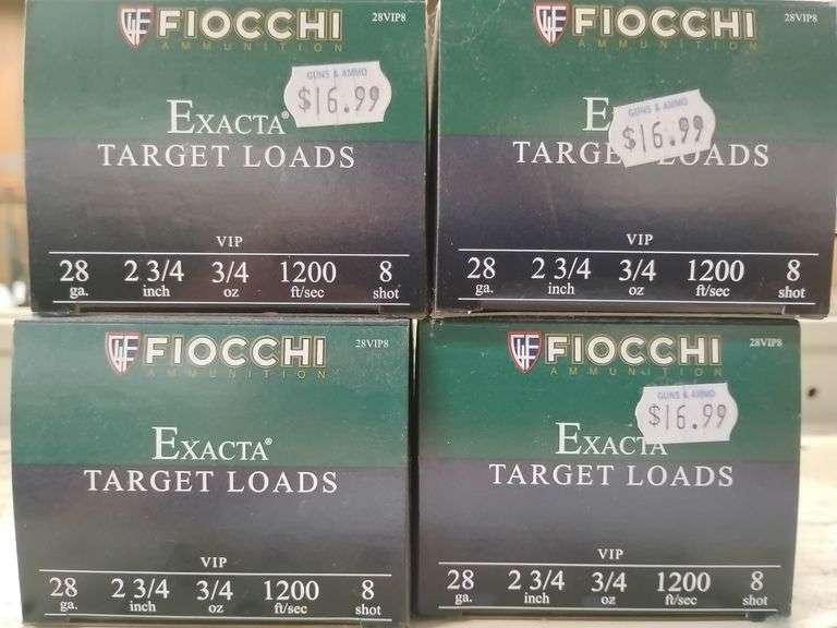 Fiocchi Exacta Target Loads 25 Shot Shells 28 Gauge 2 3 4 inch 3 4 oz 1200 ft sec 8 shot 4 boxes image