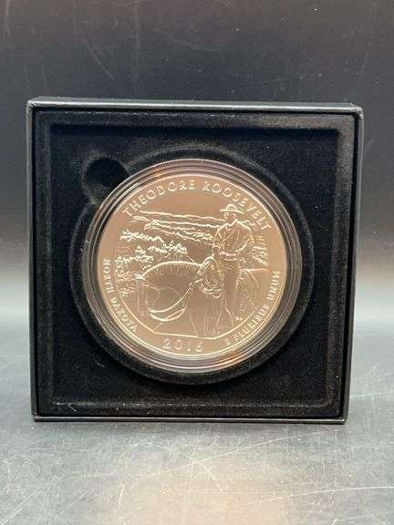 Uncirculated “America The Beautiful” 5oz Silver Coin in original box and sleeve image