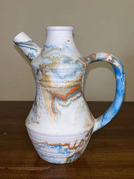 Vintage Nemadji Pottery American Indian Vessel Pitcher with glazed inside…..7-1/2” tall image