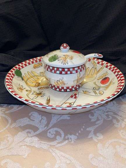 Tabletops Unlimited 2-pc pasta set…..includes 13” bowl and Parmesan jar with spoon image