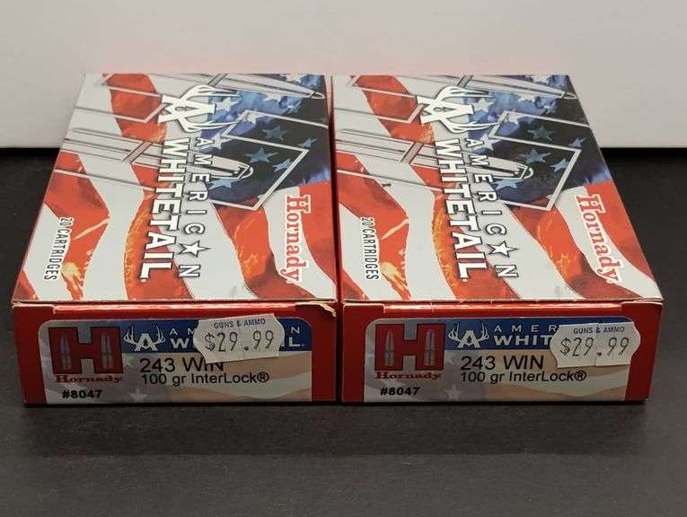 Two 20 Cartridge Boxes Hornady American Whitetail 243 WIN 100 Grain InterLock image