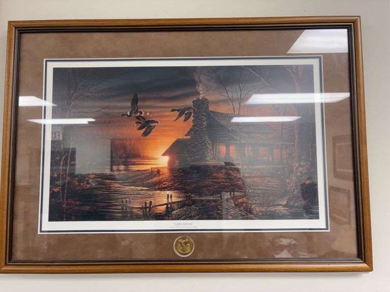 Framed “Golden Retreat” by Terry Redlin with Commemorative NRA Medal image