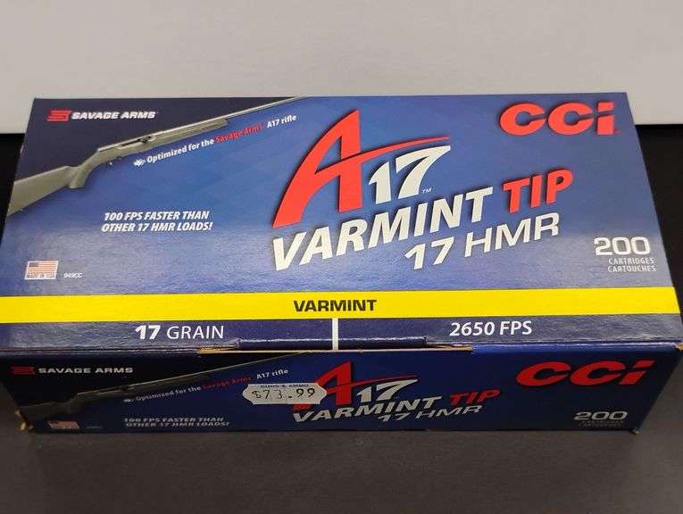 One 200 Cartridge Box CCI A17 Varmit Tip 17 HMR 17 Grain image