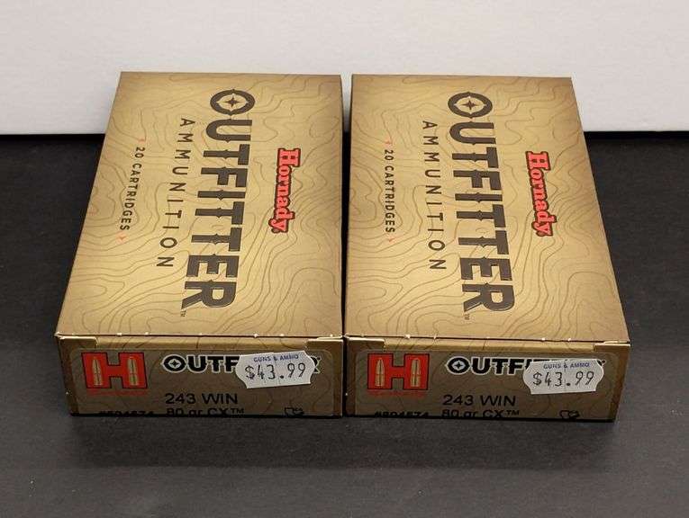 Two 20 Cartridge Boxes Hornady Outfitter 243 WIN 80 Grain CX image