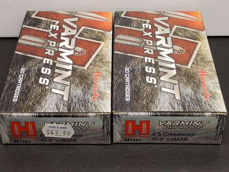 Two 20 Cartridge Boxes Hornady Varmint Express 6.5 Creedmoor 95 Grain V-MAX image