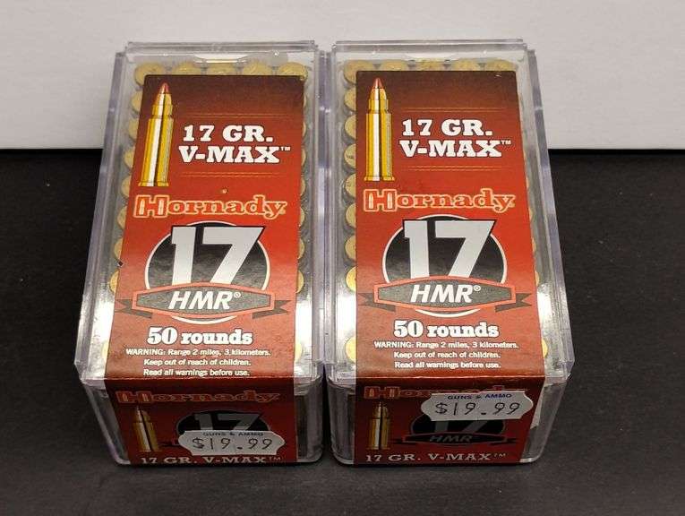 Two 50 Round Boxes Hornady 17 HMR V-Max 17 Grain image