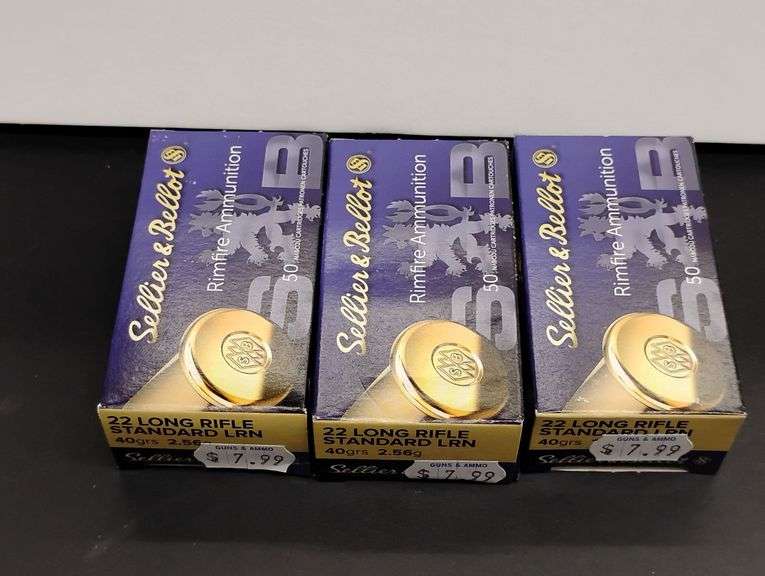 Three 50 Cartridge Boxes Sellier & Bellot 22 LR Rimfire 40gr image