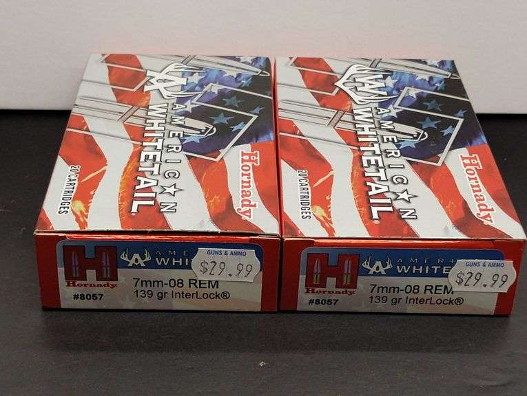 Two 20 Cartridge Boxes Hornady American Whitetail 7mm-08 REM 139 Grain InterLock image