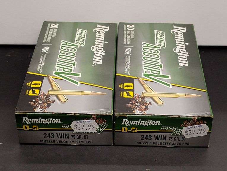 Two 20 Cartridge Boxes Remington AccuTip-V 243 WIN 75 Grain image