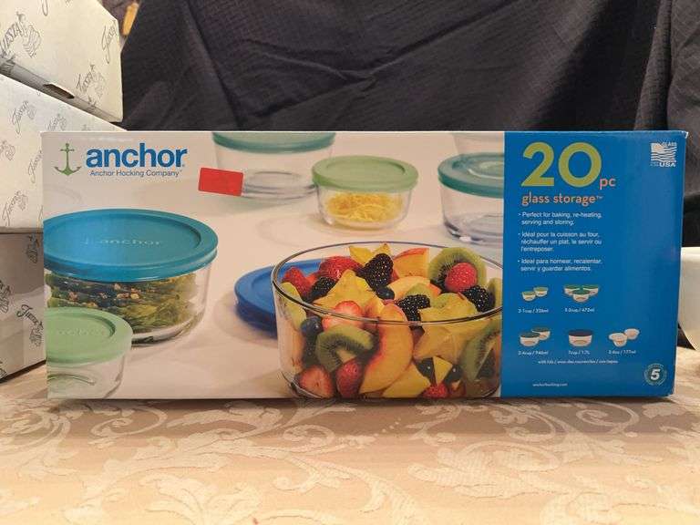 NIB 20-piece Anchor Hocking Glass Storage Bowl Set image