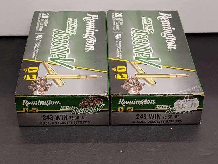Two 20 Cartridge Boxes Remington AccuTip-V 243 WIN 75 Grain image
