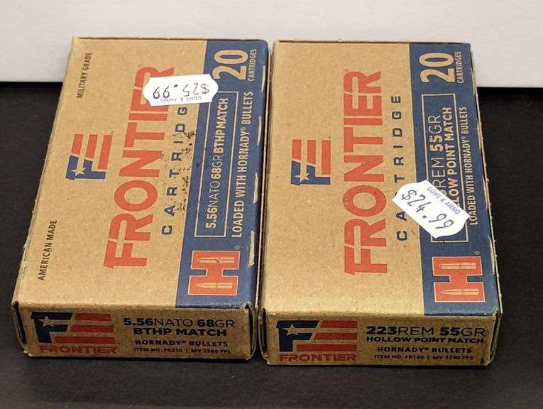 Two 20 Cartridge Boxes Frontier 5.56 NATO 55 Grain FMJ M193 Loaded with Hornady Bullets image
