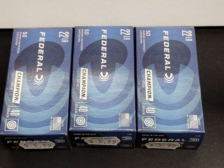 Three 50 Cartridge Boxes Federal 22 LR Rimfire 40gr image