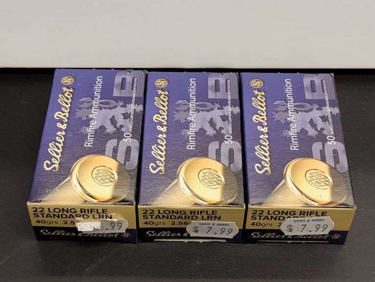 Three 50 Cartridge Boxes Sellier & Bellot 22 LR Rimfire 40gr image