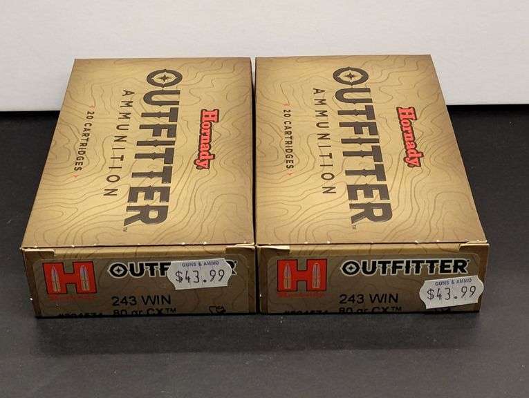 Two 20 Cartridge Boxes Hornady Outfitter 243 WIN 80 Grain CX image
