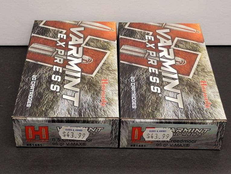 Two 20 Cartridge Boxes Hornady Varmint Express 6.5 Creedmoor 95 Grain V-MAX image