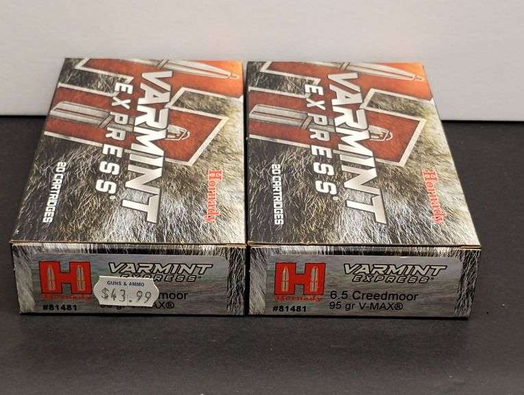 Two 20 Cartridge Boxes Hornady Varmint Express 6.5 Creedmoor 95 Grain V-MAX image