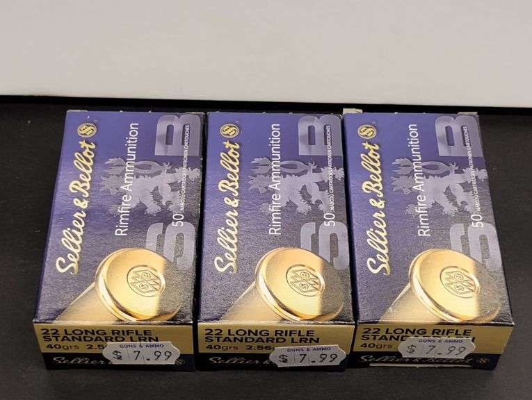 Three 50 Cartridge Boxes Sellier & Bellot 22 LR Rimfire 40gr image