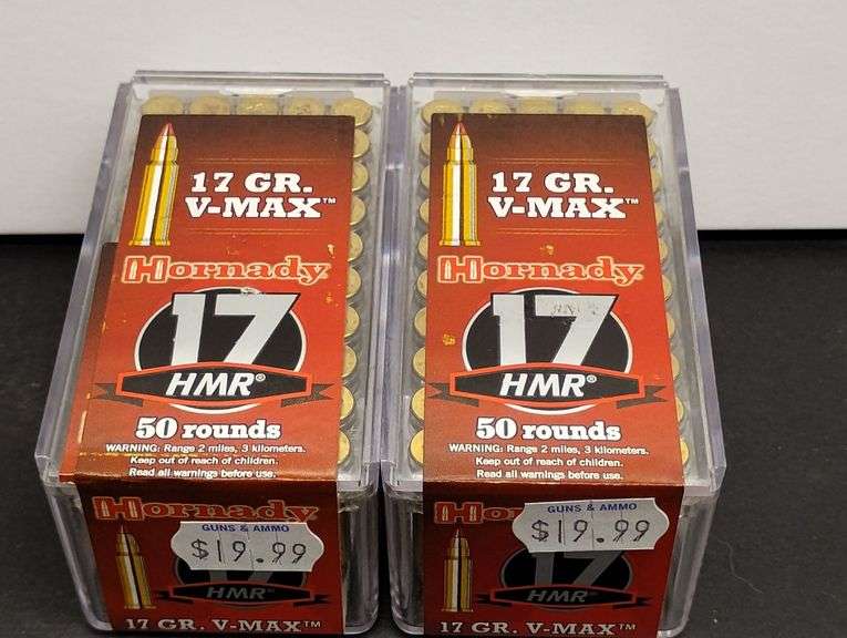 Two 50 Round Boxes Hornady 17 HMR V-Max 17 Grain image