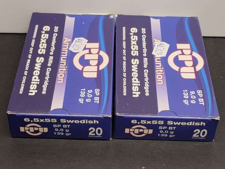 Two 20 Cartridge Boxes PPU 6.5 x 55 Swedish 139 Grain SP BT 9.0g image