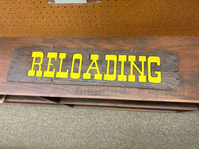 29” Vintage Wooden “Reloading” Hanging Sign image