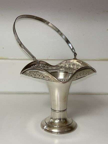 Webster Co. Sterling pierced compote or bride’s basket vase….5-1/2” tall not including handle image
