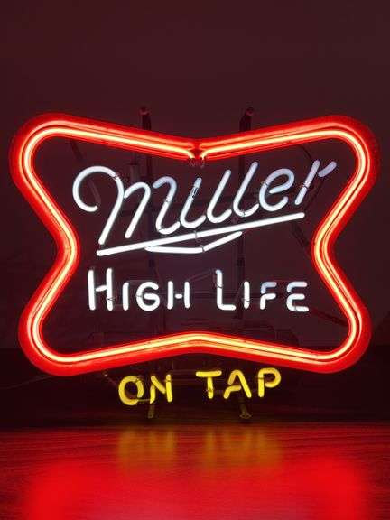 Vintage Miller High Life Blinking Neon Sign in working condition image