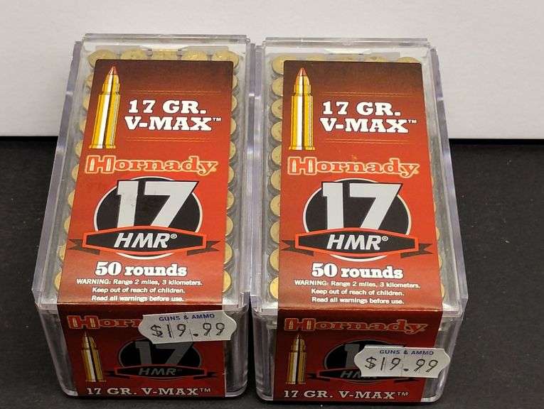 Two 50 Round Boxes Hornady 17 HMR V-Max 17 Grain image