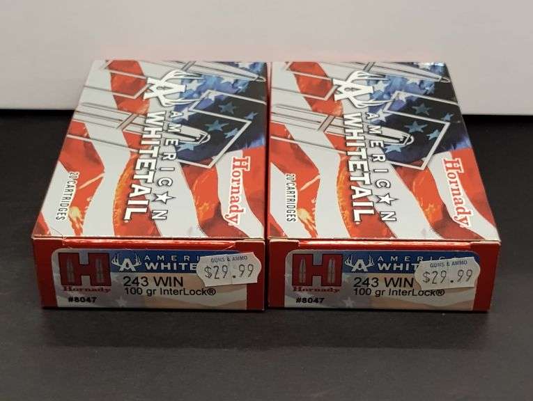 Two 20 Cartridge Boxes Hornady American Whitetail 243 WIN 100 Grain InterLock image