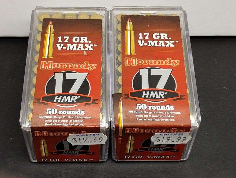 Two 50 Round Boxes Hornady 17 HMR V-Max 17 Grain image