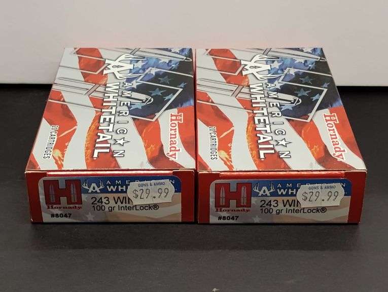 Two 20 Cartridge Boxes Hornady American Whitetail 243 WIN 100 Grain InterLock image