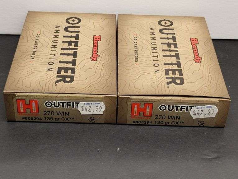 Two 20 Cartridge Boxes Hornady Outfitter 270 WIN 130 Grain CX image