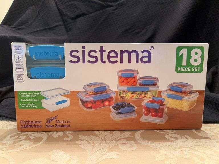 NIB Sistema 18-pc set of lock-lid plastic storage containers….box is sealed image