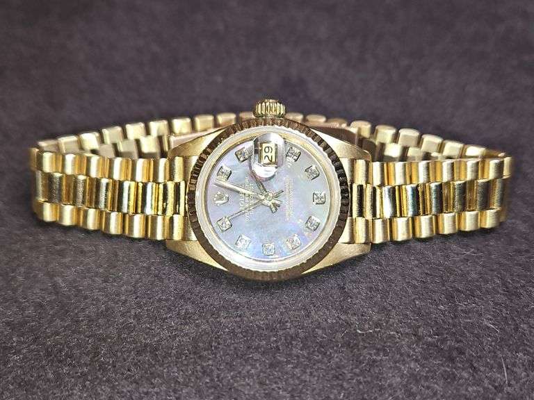 Ladies Presidential Rolex Datejust 69178 26mm Watch...18K Presidential Band, Fluted Bezel, Chocolate Brown Dial w/Diamonds 71.0 total g... image