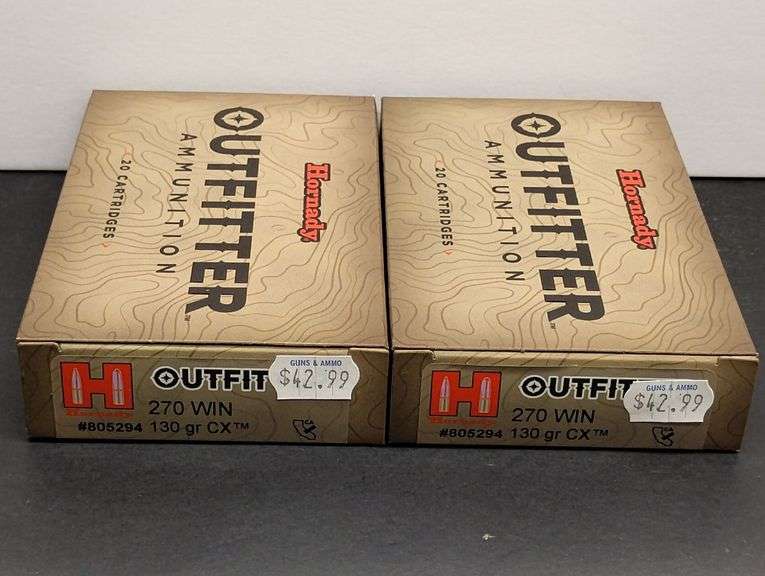 Two 20 Cartridge Boxes Hornady Outfitter 270 WIN 130 Grain CX image