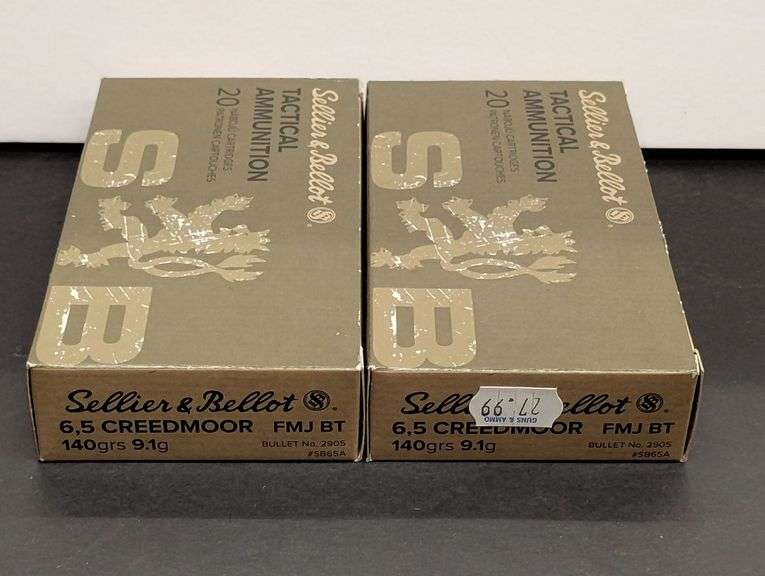 Two 20 Cartridge Boxes Sellier & Bellot Tactical Ammunition 6.5 Creedmoor 140 Grain 9.1g FMJBT image