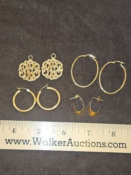 Four(4) Pr of Ladies 14K gold earrings 12.7 total grams... image