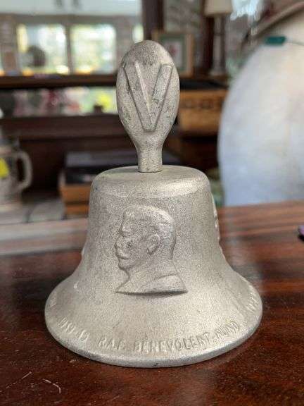 British WWII Era The Royal Air Force Benevolent Fund Aluminum Bell Cast From Downed German Aircraft image