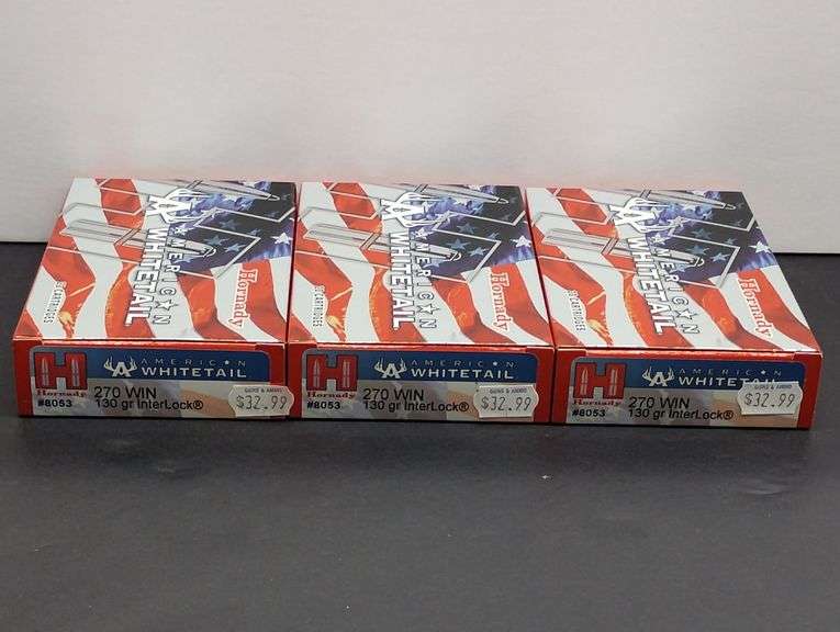 Three 20 Cartridge Boxes Hornady American Whitetail 270 WIN 130 Grain InterLock image
