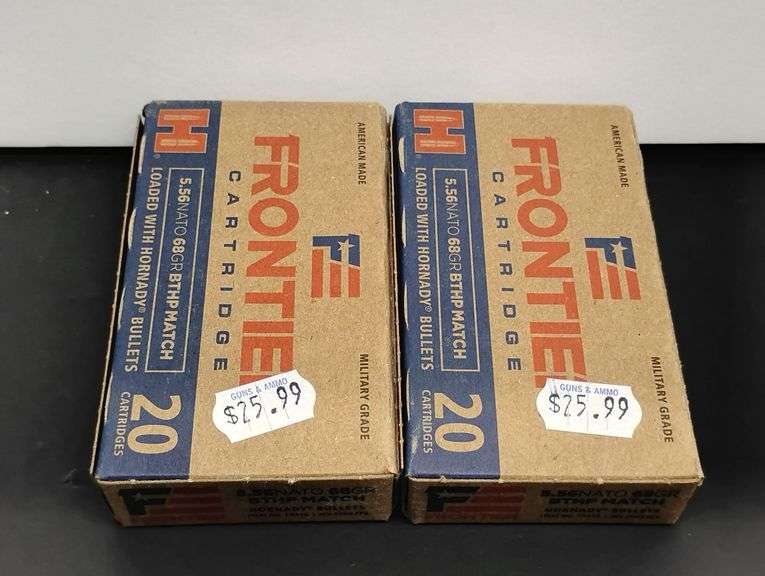 Two 20 Cartridge Boxes Frontier 5.56 NATO 68 Grain BTHP Match Loaded with Hornady Bullets image