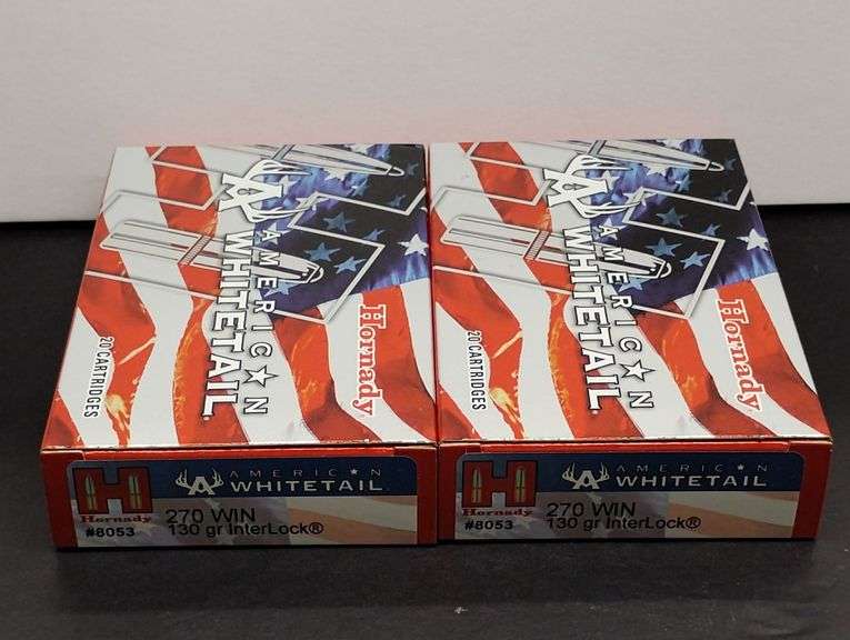 Two 20 Cartridge Boxes Hornady American Whitetail 270 WIN 130 Grain InterLock image