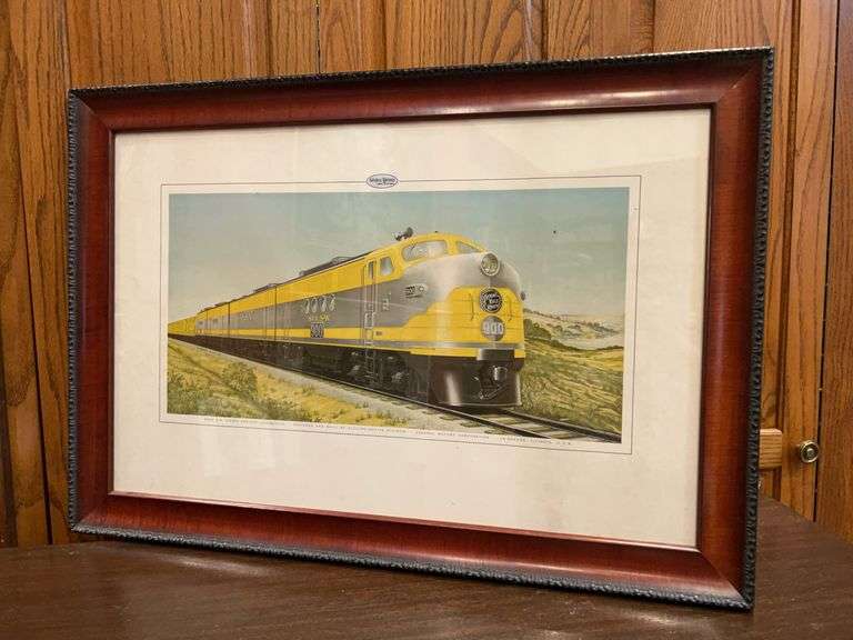 Framed print of St. Louis Southwestern Railway (SSW), also known as the "Cotton Belt Route," diesel locomotive, specifically unit #900 print….29-1/2 x 20-1/2 image