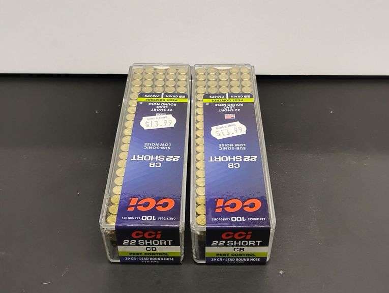 Two 100 Cartridge Boxs CCI CB 22 Short Sub-Sonic Low Noise 29gr image