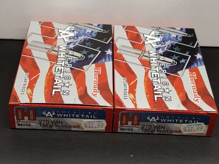 Two 20 Cartridge Boxes Hornady American Whitetail 270 WIN 130 Grain InterLock image