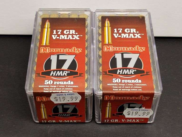 Two 50 Round Boxes Hornady 17 HMR V-Max 17 Grain image