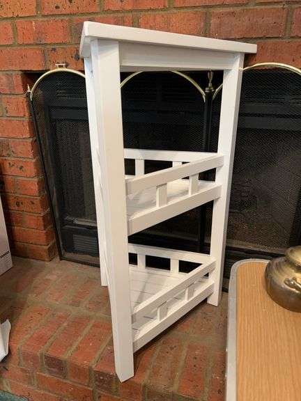 3-tiered white wood triangular shelf…..21-1/4 x 18 x 34 tall image