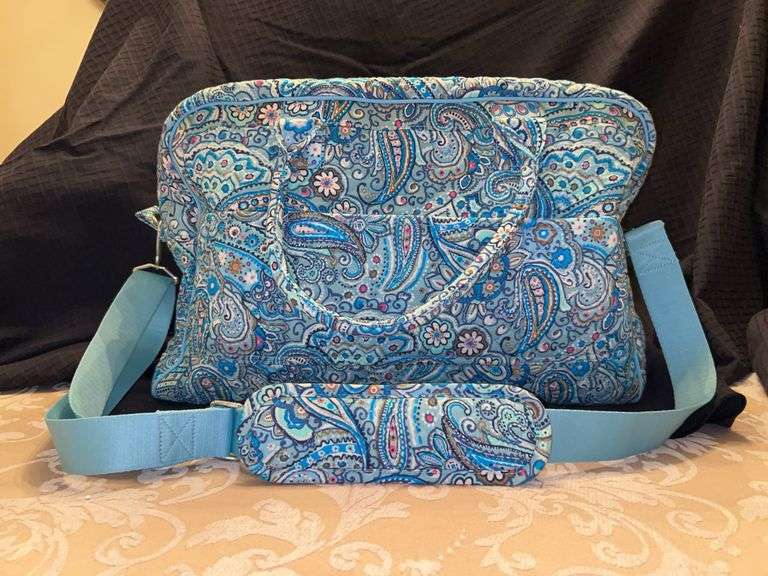 Vera Bradley Iconic Deluxe Weekender travel bag in the Daisy Dot Paisley cotton pattern with shoulder strap image
